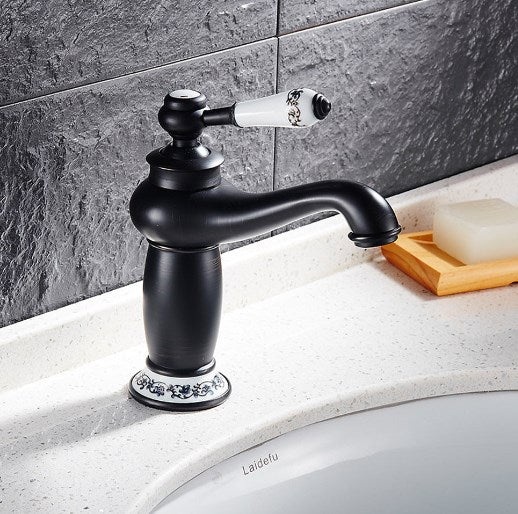 Rubinetto per lavabo in stile retrò, in ottone anticato, con tubi, miscelatore monoleva, per cucina, bagno