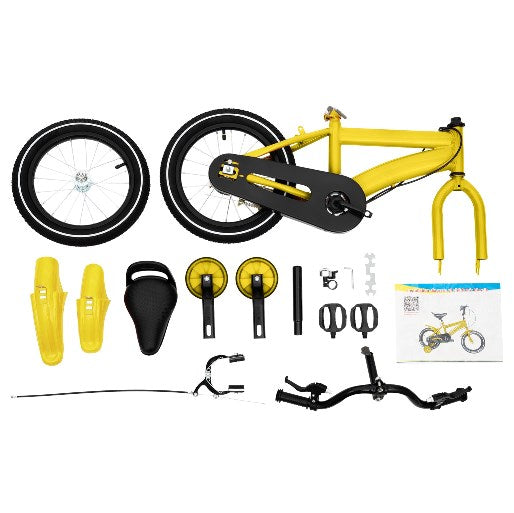 14" Bicicletta per Bambini /Bambine Kid Balance Riding Bike con Ruote da Allenamento Giallo