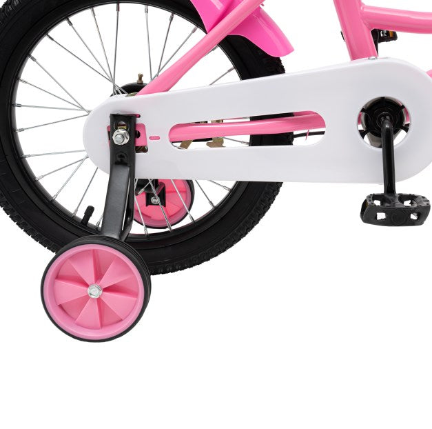 16 Pollici Bicicletta per Bambini/Bambine Ragazzi Ragazze, Bicicletta Universale con Ruote da Allenamento (Rosa)