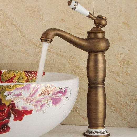 Rubinetto vintage da Bagno, rubinetto monocomando, bagno cucina (bronzo)