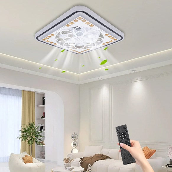 Ventilatore da soffitto telecomandato con luci LED, ventilatore da soffitto moderno dimmerabile da 32 Watt, 3 colori variabili