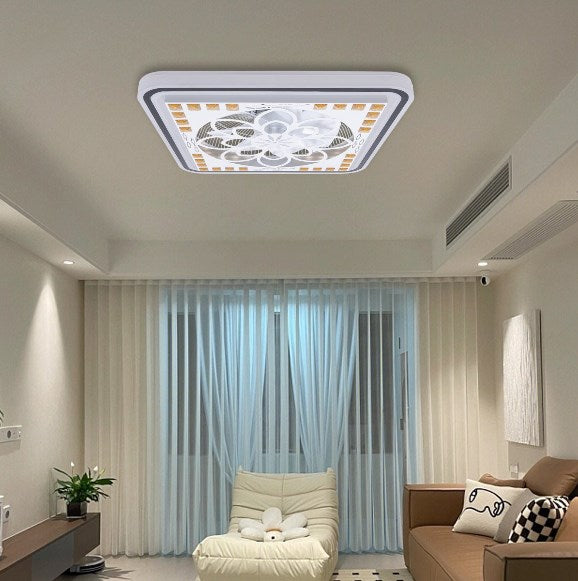 Ventilatore da soffitto telecomandato con luci LED, ventilatore da soffitto moderno dimmerabile da 32 Watt, 3 colori variabili