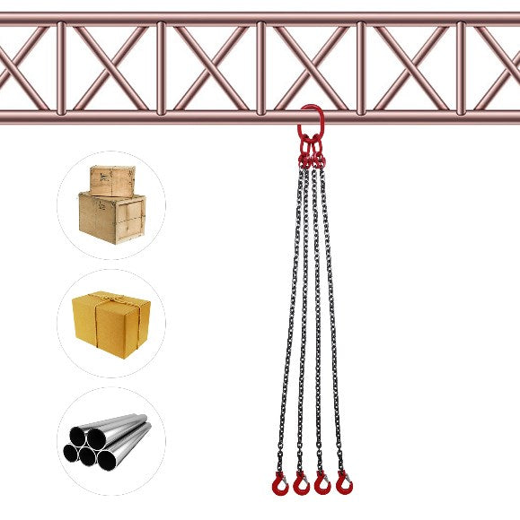 Catena per catena, G80, in acciaio al manganese, 5T, 4 gambe, catena ad alta resistenza, 1,5 m