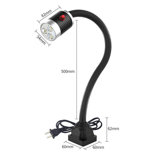 Lampada da Lavoro a LED per Tornitore, 5 W, Flessibile, (Base Fissa)