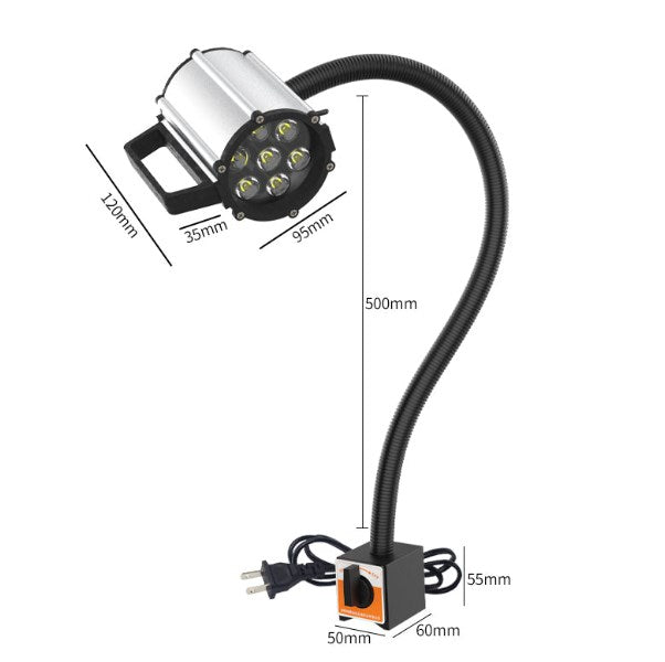 Lampada a LED da 5 W per Macchina da Lavoro a Rotazione, Lampada Flessibile per Fabbrica (Base Magnetica)