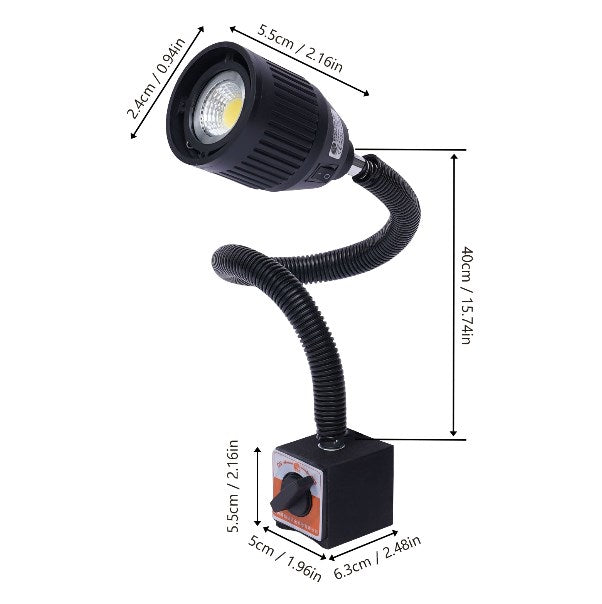 Lampada da Lavoro a LED da 5 W, base  magnetica, lampada con braccio flessibile regolabile per macchina da Lavoro (magnetico)