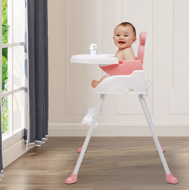 Sedia da pranzo per bambini, 4 in 1 seggiolone pieghevole, per bambino (rosa)