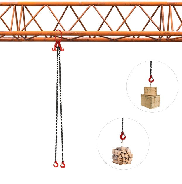 2T Catena per Gru in Lega di Acciaio, Cinghia a Catena, 2 Fili, 8 mm, 2 m, Attrezzi di Sollevamento