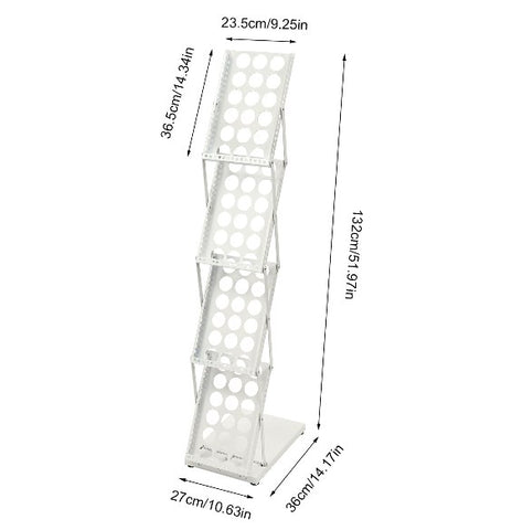 Espositore pieghevole a 4 livelli, pieghevole, per catalogo, in ferro,  per ufficio e fiera