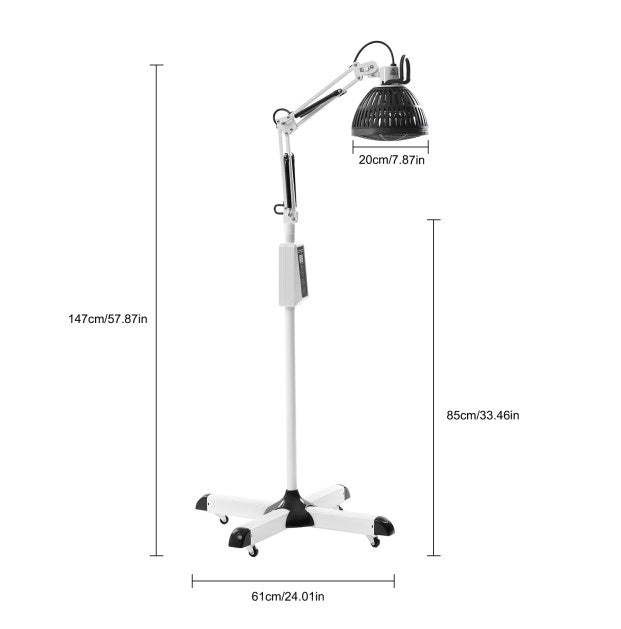 Lampada a infrarossi, 300 Watt, lampada a luce rossa a infrarossi rotazione di 180°, funzione temporizzazione 30/60/90