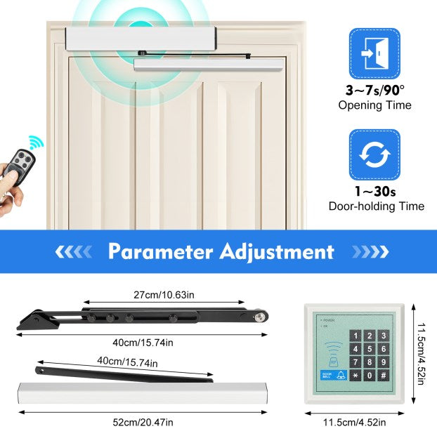 50W Apriporta automatico elettrico Chiudiporta Telecomando Apriporta a battente elettrico 100V-240V