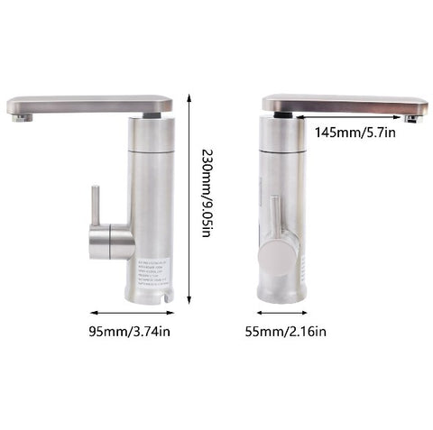 3000 W Electric Tap,  in acciaio inox rubinetto acqua calda rotazione 360º rubinetto da cucina, riscaldamento istantaneo