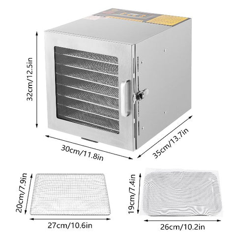 700 W, Disidratatore alimentare a 8 piani, per alimenti temperatura regolabile 35-90 ℃ , per la maggior parte dei tipi di frutta