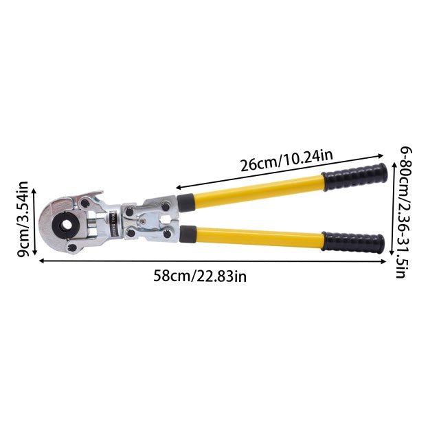 Pinza a pressare + cesoia per tubi calibratore a molla curva TH 16-32mm per tubo composito