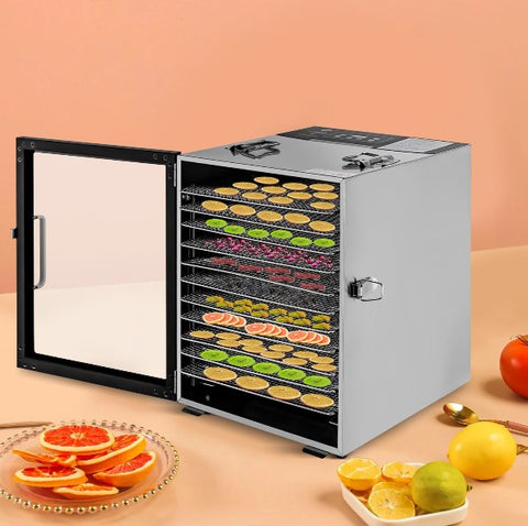 Disidratatore alimentare , 800 W, in Acciaio inox, per alimenti, verdure, carne, frutta (12 scomparti)