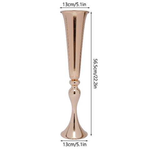 6 vasi a tromba in metallo alto 56,5 cm, in metallo, per Decorazione, Centrotavola, Matrimonio, Cena, Festa di Natale