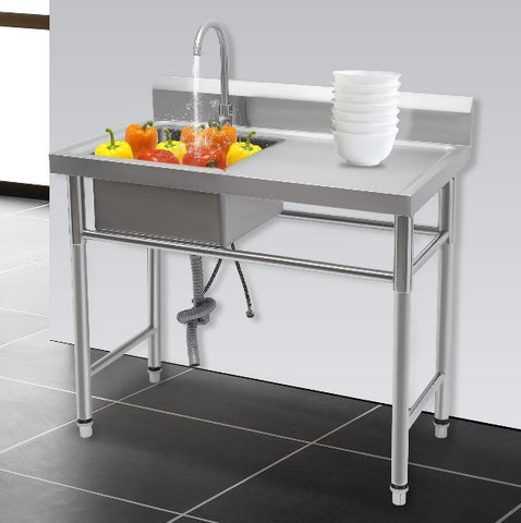 Lavello da cucina indipendente in Acciaio inox,  per esterni, interni, cucina, ristorante , 100 x 60 x 93 cm (lavello sinistro)