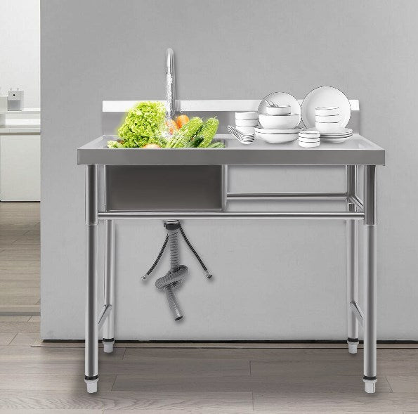 Lavello da cucina indipendente in Acciaio inox,  per esterni, interni, cucina, ristorante , 100 x 60 x 93 cm (lavello sinistro)