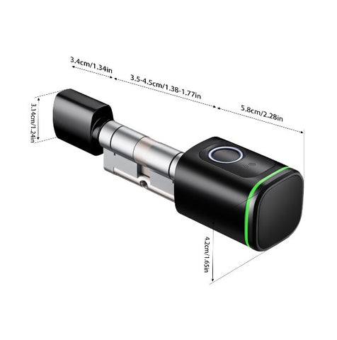 Serratura a cilindro intelligente, serratura elettronica con impronte digitali,  er porte con spessore di 35-45 mm (nero)