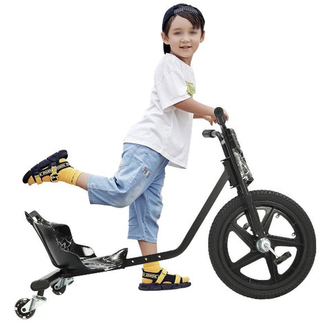 Pedal Go Kart per bambini Drift Kart 360 gradi Drifter per bambini con luci per ragazzi e ragazze, nero, 90 x 68 x 60 cm