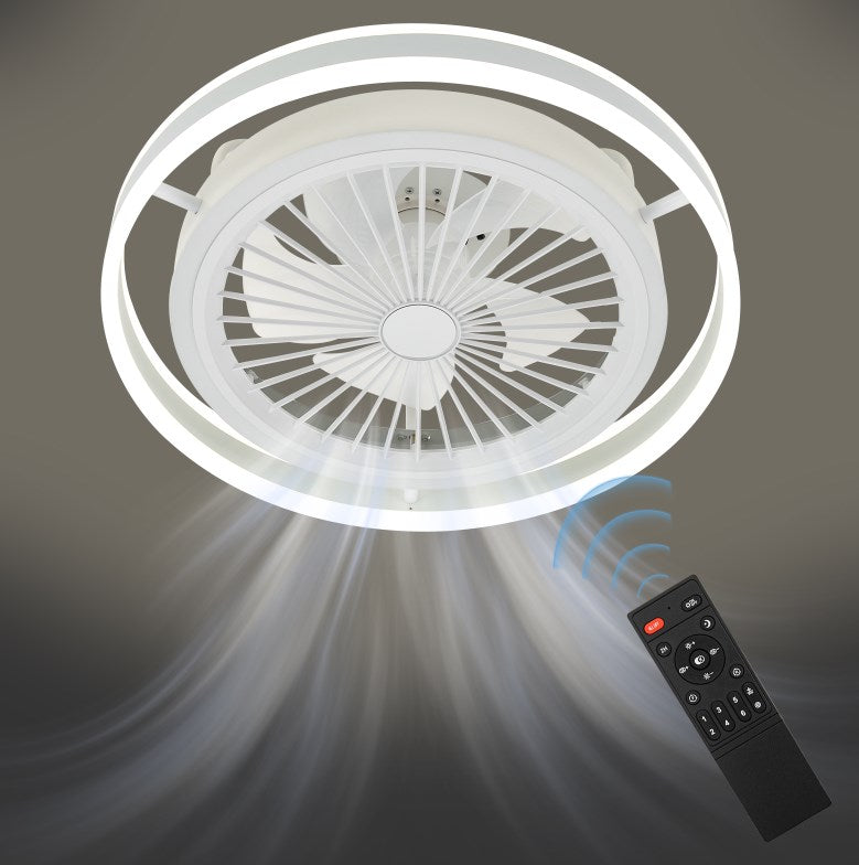 Ventilatore da soffitto tondo con telecomando per illuminazione a LED lampada da soffitto camera da letto