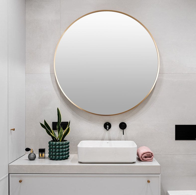 80 cm Specchio da Parete Rotondo con Cornice in metallo per soggiorno, camera da letto, bagno