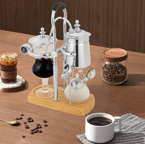 Macchina da caffè sottovuoto, stile retro, macchina da caffè a sifone belga per estrarre il caffè e preparare il tè (argento)