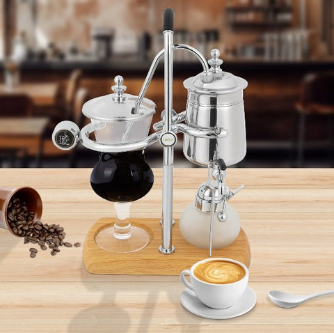 Macchina da caffè sottovuoto, stile retro, macchina da caffè a sifone belga per estrarre il caffè e preparare il tè (argento)