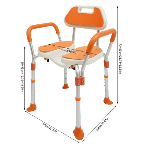 Sedia da doccia, sedia da doccia regolabile in altezza con schienale, braccioli, anziani, donne incinte