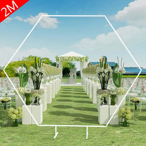 Arco per matrimoni da 2 m per arco per palloncini per matrimoni Staffa per fondale esagonale robusta bianca