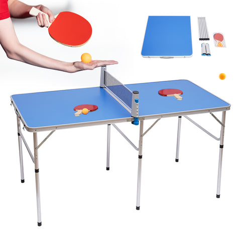 Tavolo da ping pong pieghevole 60*30*30 pollici, con 2 racchette + 3 palle da ping pong