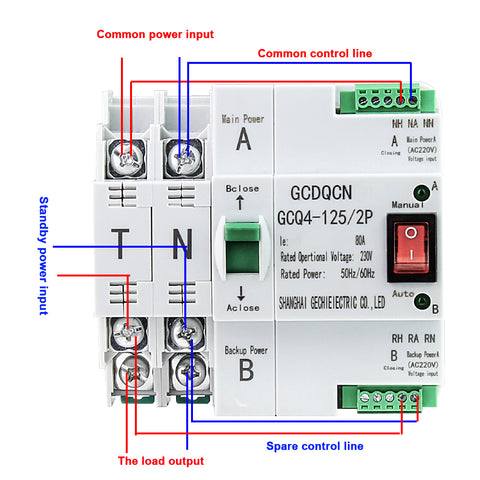 Interruttore automatico di trasferimento AC 220V 2/3P 63A Transfer per generatori