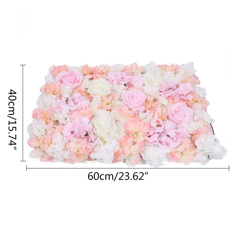 4 pezzi 60 x 40 cm muro di fiori di ortensia rosa artificiale (rosa chiaro)
