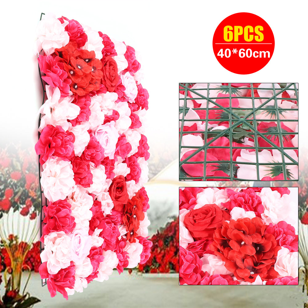 6 Pezzi Fiori Artificiali Decorazioni da Parete, Rose d'idratazione, per matrimoni, fai da te, decorazione da parete, 60 x 40 cm