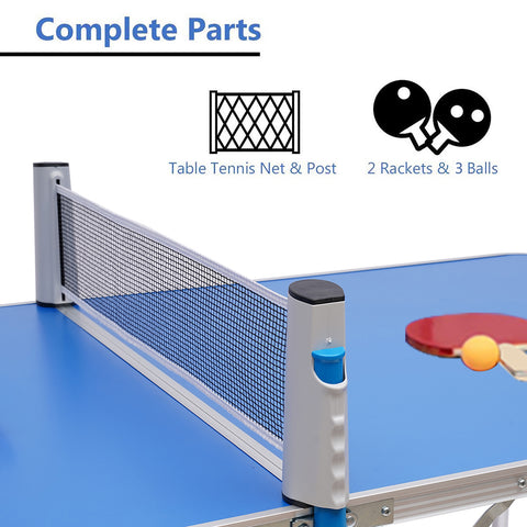 Tavolo da ping pong pieghevole 60*30*30 pollici, con 2 racchette + 3 palle da ping pong