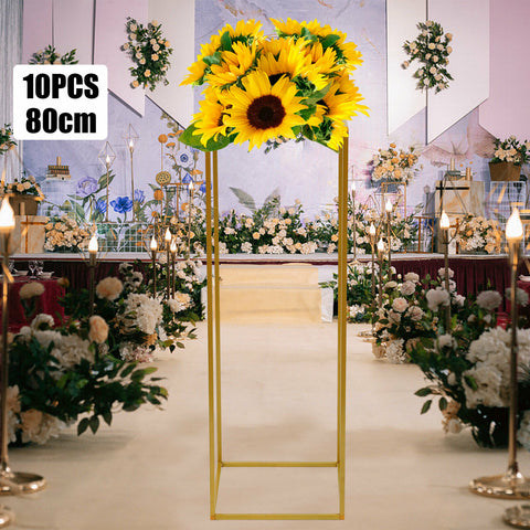 Set di 10 sgabelli quadrati a fiori in metallo dorato Altezza 80 cm