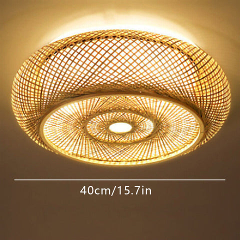 Plafoniera, lanterna di vimini di bambù, lampadario, stile vintage 40cm(senza lampadine)