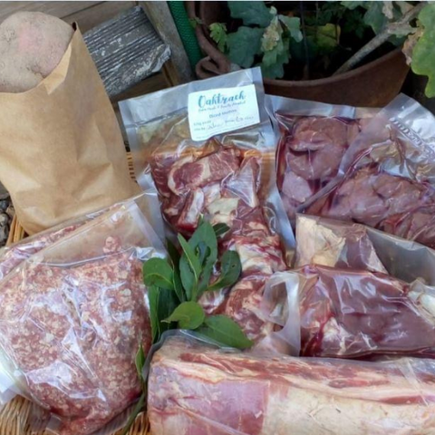 A selection of hand-reared grass fed meats available from Oaktrack smallholding 
