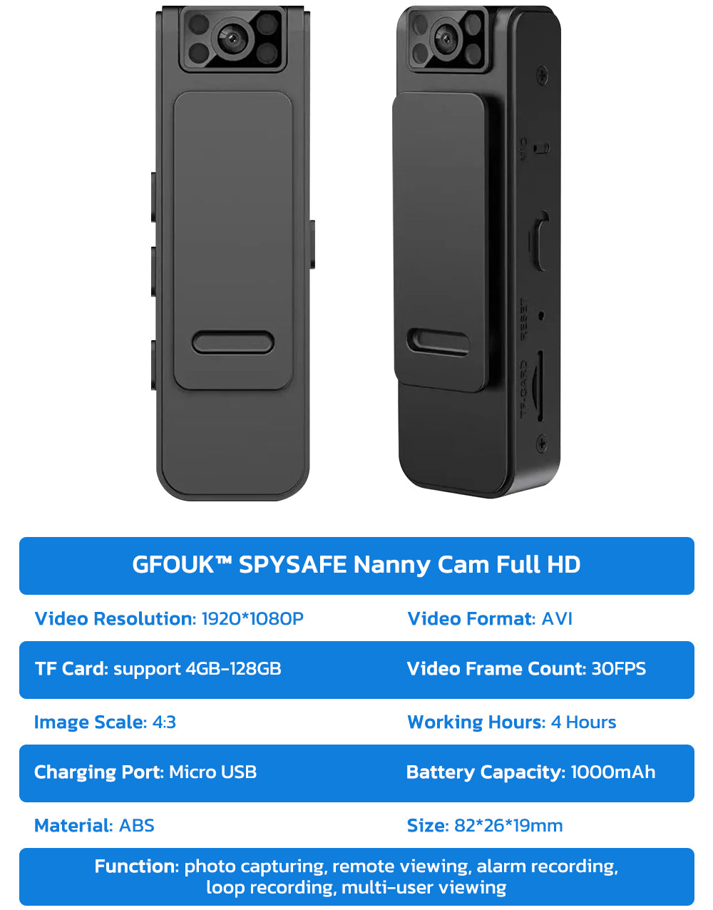 GFOUK™ SPYSAFE Nanny Cam Full HD