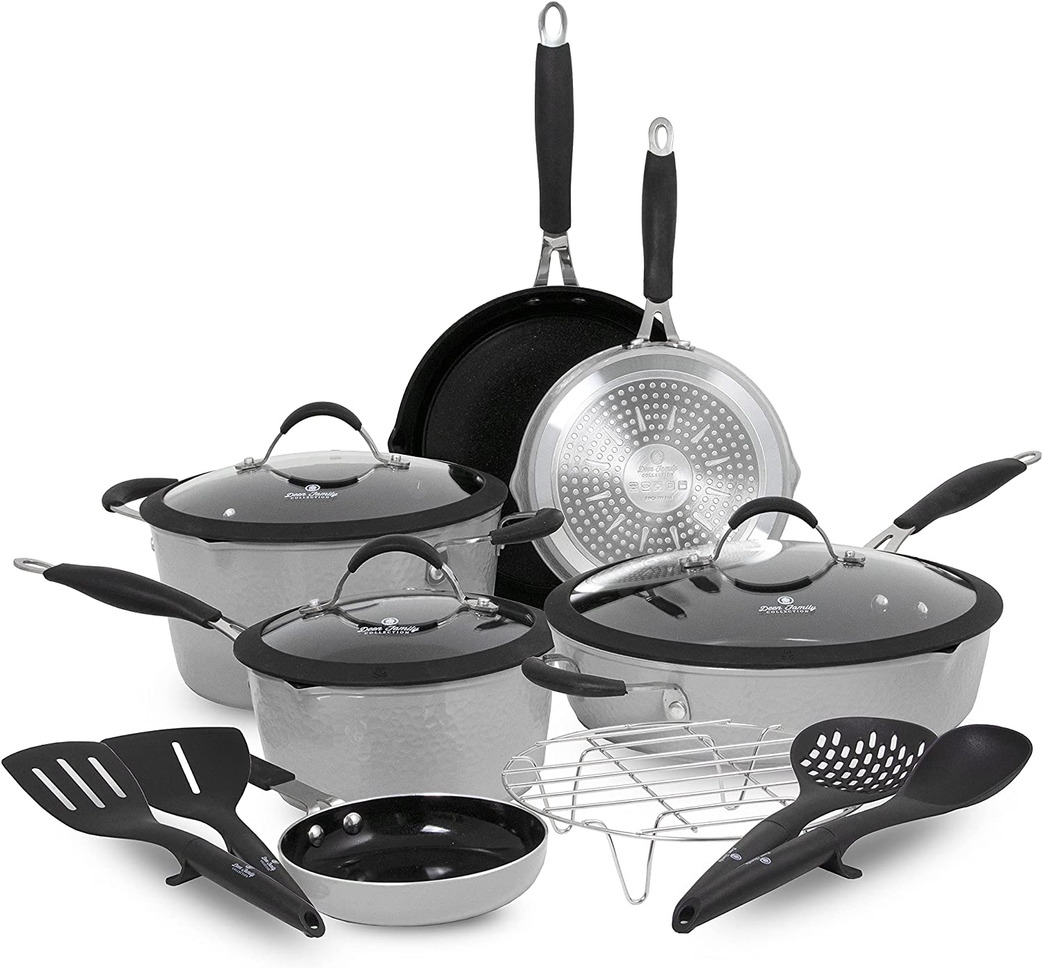 Paula Deen DFCW12SB-RB Family 14 Piece Ceramic Non-Stick Cookware Set 100%  PFOA-Free and Induction Ready, Savannah Blue - Refurbished - Deal Parade