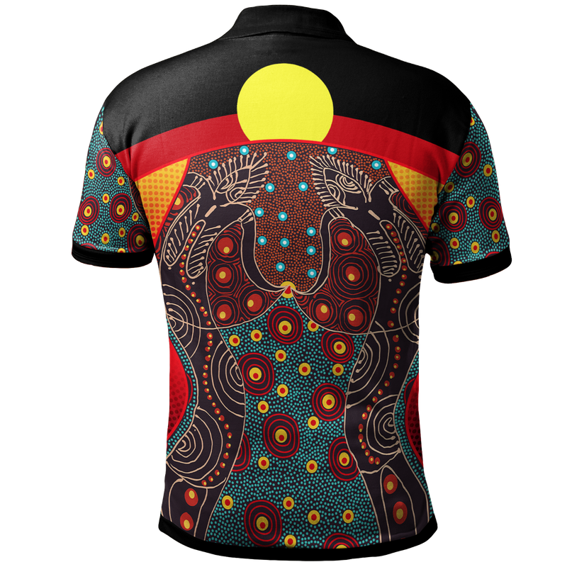 1stAustralia Polo Shirt - Aboriginal Sublimation Dot Pattern Style (Red)