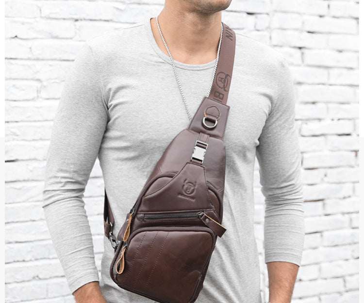 Bolsa Transversal de Couro Genuíno Masculina