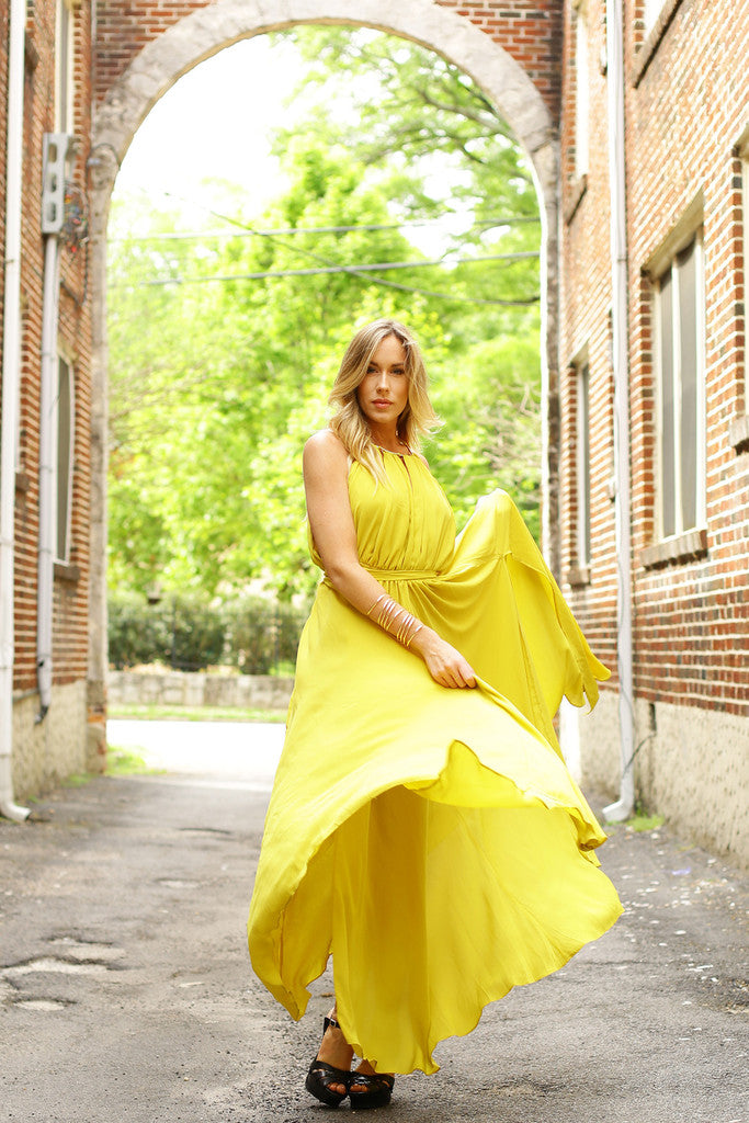 Fashionable Maxi Dress  and Gold Bracelet