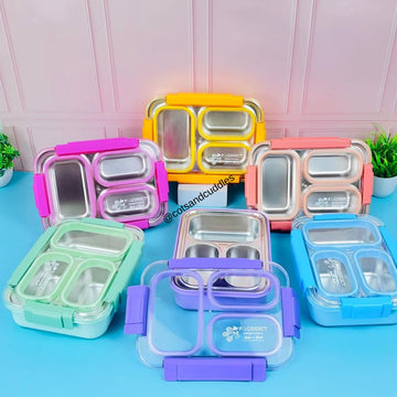 N2K2 Enterprise Leak Proof 4 Compartment Stainless Steel Lunch  Boxes Tiffin Box for Adult Kids 4 Containers Lunch Box 