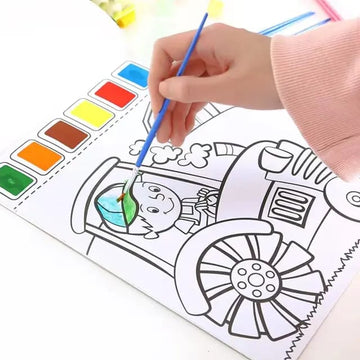 Doodle Delights: Compact Drawing Book with 6-Color Strip and Paintbrus