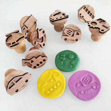 EMOTIONS Cherry Wood Play Dough STAMP SET Playdough Crafts Kids Toddlers  Feelings Clay Toy Kit Stampers Homeschool Montessori Lesson 