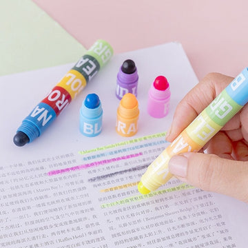 3/6Pcs Kawaii Flower Heart Curve Line Shaped Roller Highlighter Pens Color  Dot Liner Marker Highlighter Cute Stationery School