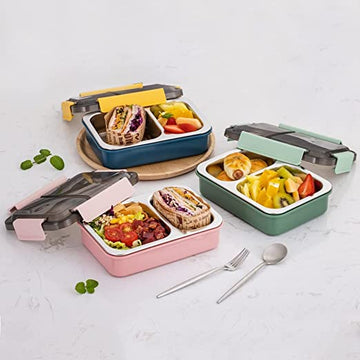 Kn2 MART Stainless Steel 4 Compartment Lunch Box Microwave  Safe Tiffin Box for Adult Kids 4 Containers Lunch Box 