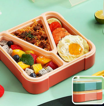 Double Decker Lunch Box with FSC® Bamboo Lid & Utensils