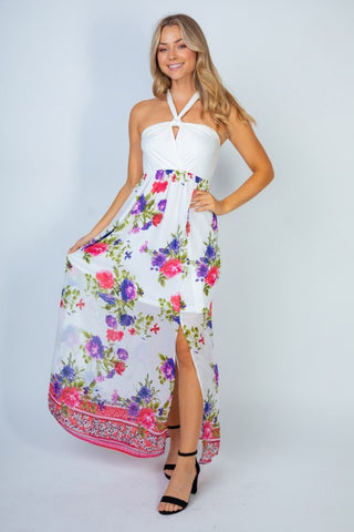 Womens Floral Halter Dress